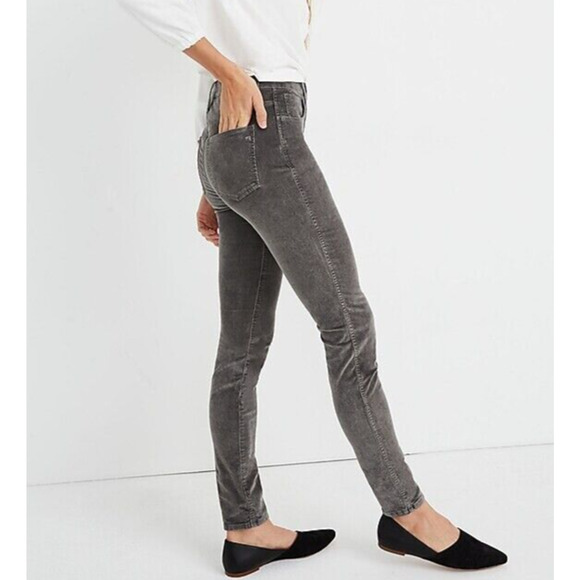 Madewell Jeans Womens 25T Tall Gray Corduroy High Rise Skinny Stretch 5 Pockets - Picture 14 of 15